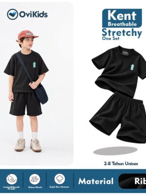 OVIKIDS Kent Setelan Pendek Anak Laki Laki One Set Anak Kaos Anak Laki Laki Celana Anak Laki Laki 1-8 Tahun